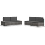 vidaXL 4-delige Loungeset poly rattan grijs, 4 zitplaatsen, Verzenden, Textileen, Nieuw
