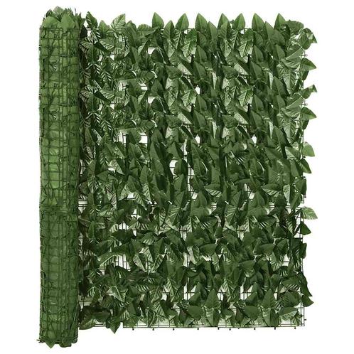 vidaXL Balkonscherm met donkergroene bladeren 600x100 cm, Tuin en Terras, Zonneschermen, Nieuw, Verzenden
