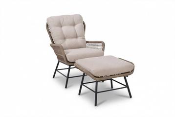 Mondial Living Loungestoel Dex met Hocker Sahara Dust beschikbaar voor biedingen
