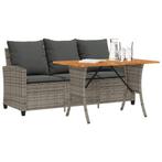 vidaXL Tuinbank 3-zits met kussens & tafel poly rattan grijs, Tuin en Terras, Verzenden, Nieuw, Rotan