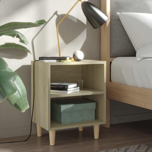 vidaXL Nachtkastje met houten poten 40x30x50 cm sonoma, Huis en Inrichting, Slaapkamer | Nachtkastjes, Nieuw, Minder dan 45 cm