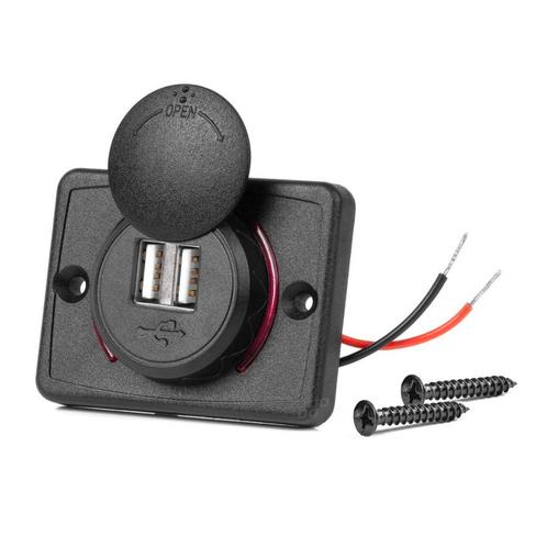 Inbouw USB oplader - 2 poorten - 12 / 24V - Met afdekkapje, Auto diversen, Auto-accessoires, Nieuw, Ophalen of Verzenden