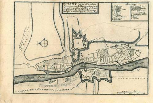 Stadsplattegrond van Dinant, Antiek en Kunst, Kunst | Etsen en Gravures