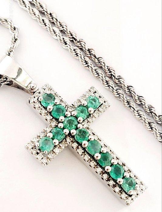 Ketting met hanger - 18 karaat Witgoud - 3.16ct. tw. Diamant, Sieraden, Tassen en Uiterlijk, Antieke sieraden