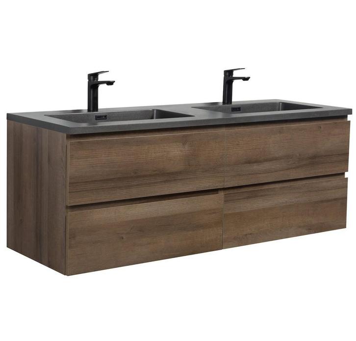 Badkamermeubel Set Angela 140 cm Bruin Eiken Badmeubel, Huis en Inrichting, Badkamer | Badkamermeubels, Nieuw, Wastafelkast, Verzenden