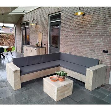 Houten loungeset | Steigerhouten hoekbank | Houten bank beschikbaar voor biedingen