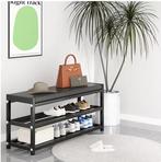Schoenenrek met Zitbank – 3 Lagen Carbonstaal 70×25×41 cm, Verzenden, Nieuw