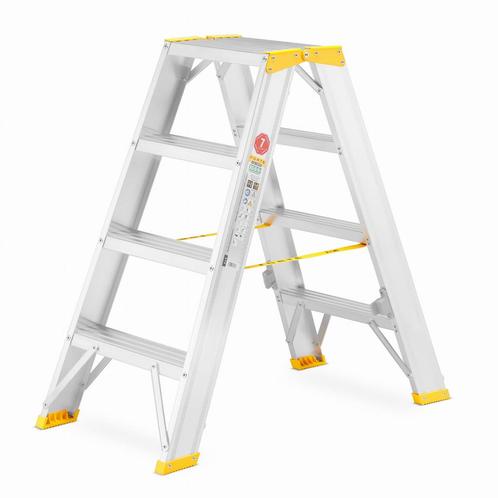 Huishoudtrap - 2x 4 treden - aluminium - werkhoogte 285 cm, Doe-het-zelf en Verbouw, Ladders en Trappen, Nieuw, Ophalen of Verzenden