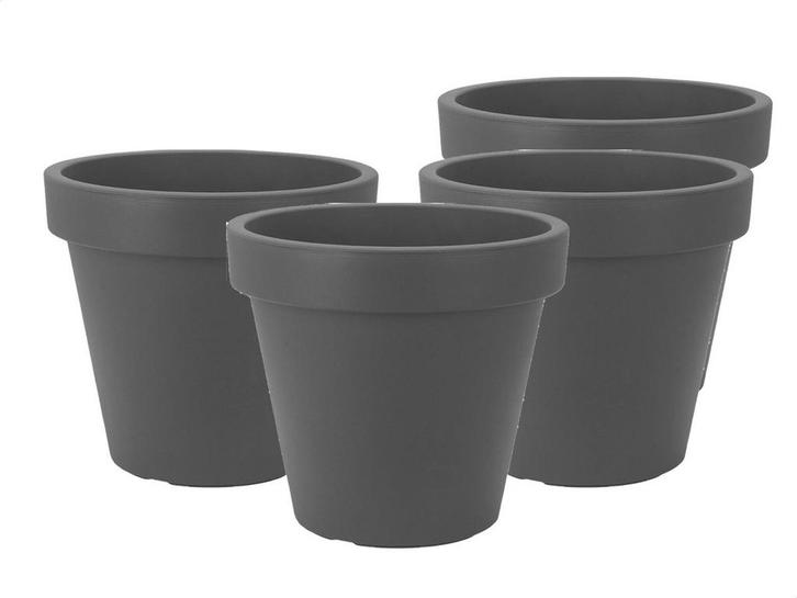 Set van 4 stuks Kunststof Bloempot Antraciet Ø39cm, Tuin en Terras, Bloempotten, Ophalen of Verzenden