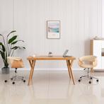 vidaXL Eetkamerstoelen draaibaar 2 st kunstleer crèmekleurig, Verzenden, Nieuw