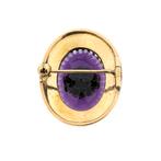 Gouden broche met amethist en zirconia (vintage accesoire), Sieraden, Tassen en Uiterlijk, Broches, Gebruikt, Overige kleuren