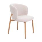 *WOONWINKEL* Eiken Eetkamerstoel Met Ronde Rug Creme, Verzenden, Nieuw, Stof