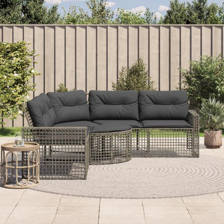 vidaXL Tuinbank met kussens en voetensteun L-vormig poly, Tuin en Terras, Tuinsets en Loungesets, Nieuw, Rotan, Verzenden