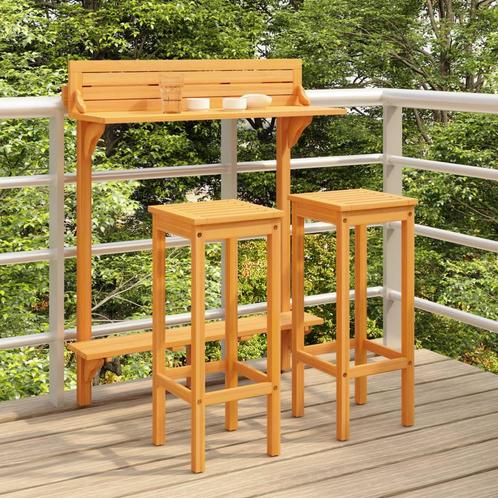 vidaXL 3-delige Balkonbarset massief acaciahout, Tuin en Terras, Tuinsets en Loungesets, Nieuw, 3 zitplaatsen, Hardhout, Verzenden