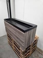 Badmeubel 120 x 46 grijs eiken met mat zwarte Lako wastafel, Ophalen of Verzenden, Nieuw, Bad
