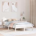 vidaXL Bedframe met hoofdeinde Wit 135 x 190 cm Massief, Verzenden, Nieuw, Wit, Hout