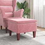 vidaXL Kruk met houten poten fluweel roze, Huis en Inrichting, Stoelen, Verzenden, Nieuw