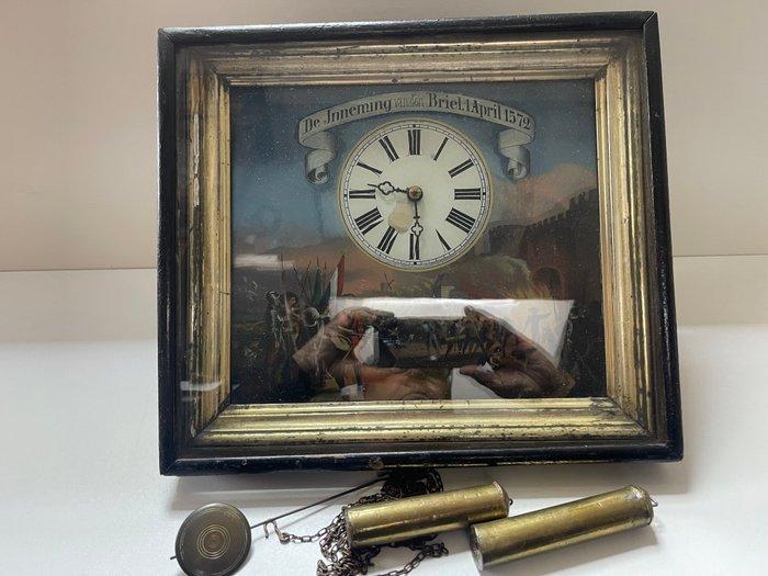 Schwartzwalder schilderij klok - Glas, Hout, Messing -, Antiek en Kunst, Antiek | Klokken