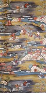 300x280cm! Stof in Jim Thompson-stijl Caccia a Cavallo -