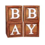 Vier houtlook kartonnen blokken Baby en nog veel meer!, Verzenden, Nieuw, Overige typen