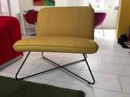 Leren fauteuil zonder armleuning met kruisframe - geel leer, Huis en Inrichting, Nieuw, Ophalen of Verzenden, 75 tot 100 cm, Industrieel