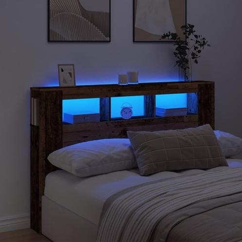 vidaXL Hoofdeinde met LED 160x18,5x103,5 cm bewerkt hout oud, Huis en Inrichting, Slaapkamer | Bedden, Bruin, Nieuw, Hout, Verzenden