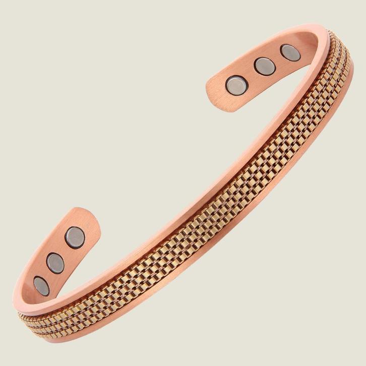 Koperen gezondheids-klemarmband met 6 magneten – 18,5 cm, Sieraden, Tassen en Uiterlijk, Armbanden, Ophalen of Verzenden