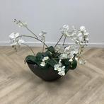 Tweedehands stenen plantenbak met Orchidee kunstplant, 90 cm, Huis en Inrichting, Kamerplanten, Ophalen of Verzenden