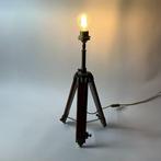 Lamp - Vintage Statief - Vloerlamp - hout brons/messing -