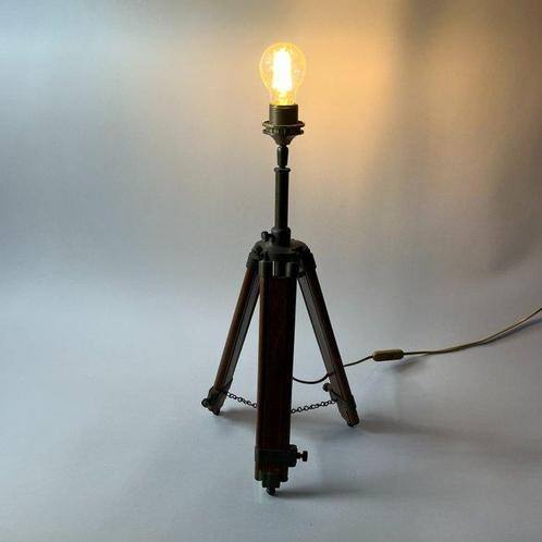 Lamp - Vintage Statief - Vloerlamp - hout brons/messing -, Antiek en Kunst, Curiosa en Brocante
