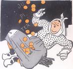 Geldstukken vallen op het Franse boerenland op spotprent, Antiek en Kunst, Kunst | Litho's en Zeefdrukken, Verzenden