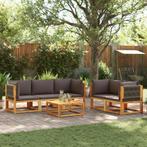 vidaXL 6-delige tuinbankset met kussens acaciahout & touw, Tuin en Terras, Tuinsets en Loungesets, Verzenden, Nieuw, Hardhout