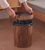 Vintage Prullenbak 10L/14L – Ronde Houtnerf Kunststof, Verzenden, Nieuw