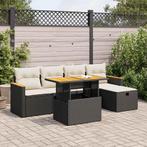 vidaXL 6-delige Loungeset met kussens poly rattan zwart, Verzenden, Nieuw, Rotan, Loungeset
