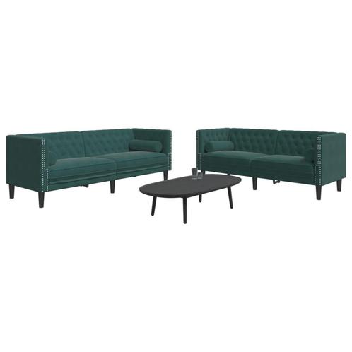 vidaXL 2-delige Loungeset Chesterfield en bolsters fluweel, Huis en Inrichting, Banken | Bankstellen, Nieuw, Stof, Vierpersoons of meer
