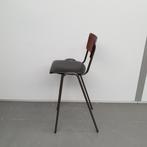 Retro hoge stevige barkruk - antraciet skai bekleding (allee, Ophalen of Verzenden, Nieuw
