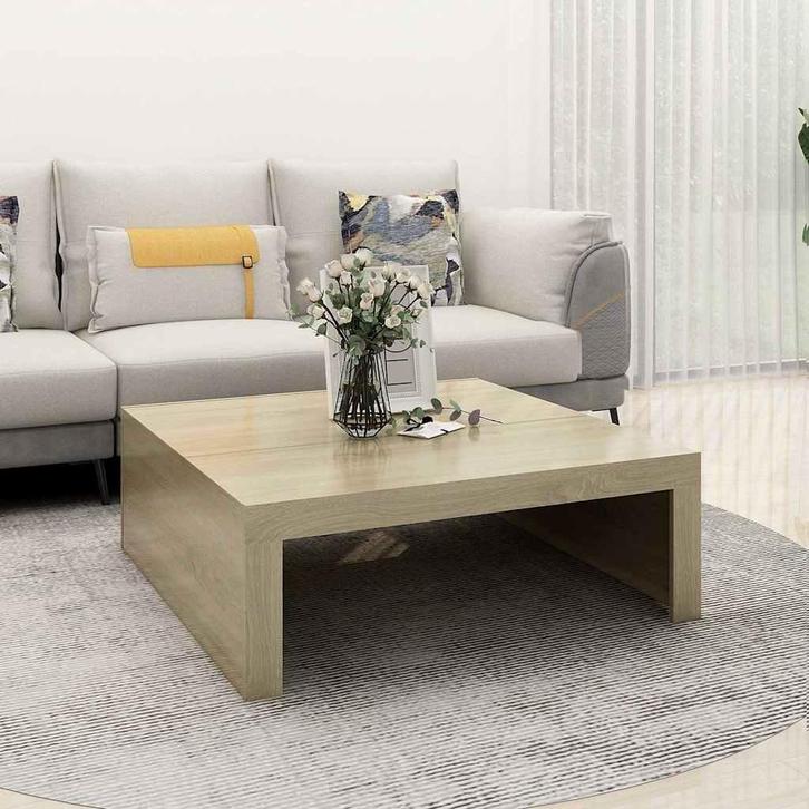 vidaXL Salontafel 100x100x35 cm bewerkt hout sonoma, Huis en Inrichting, Tafels | Salontafels, 100 tot 150 cm, Nieuw, Overige houtsoorten