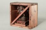 Antique Daikokuten Sculpture in Wooden Box - sculptuur Hout