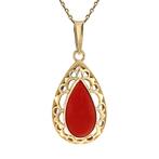 Gouden hanger met bloedkoraal 14 krt, Sieraden, Tassen en Uiterlijk, Kettinghangers, Ophalen of Verzenden, Nieuw