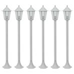 vidaXL Paalverlichting voor tuin E27 110 cm aluminium wit 6, Tuin en Terras, Buitenverlichting, Verzenden, Nieuw, Aluminium, Staande lamp