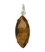 Zilveren Tijgeroog edelsteen ovaal facet geslepen ketting..., Sieraden, Tassen en Uiterlijk, Kettinghangers, Verzenden, Nieuw