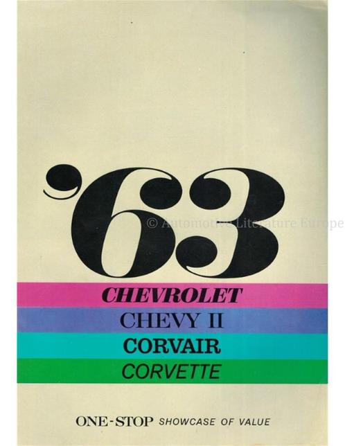 1963 CHEVROLET PROGRAMMA BROCHURE ENGELS (VS), Boeken, Auto's | Folders en Tijdschriften, Chevrolet