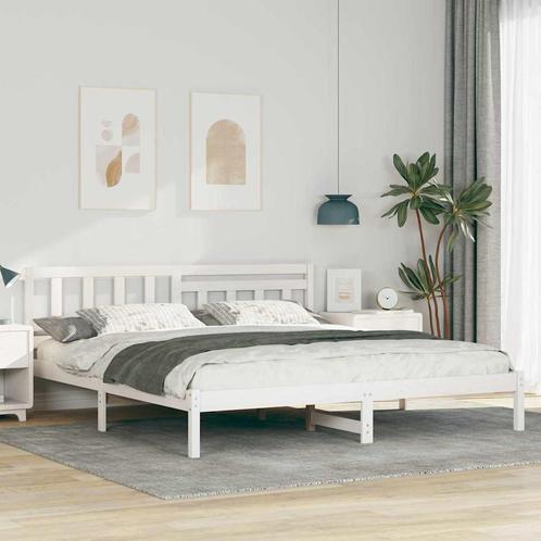 vidaXL Bedframe met hoofdeinde Wit 200 x 200 cm Massief, Huis en Inrichting, Slaapkamer | Bedden, Wit, Nieuw, Hout, Verzenden
