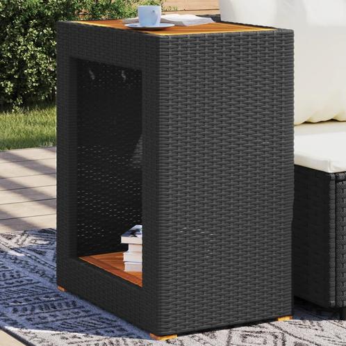 vidaXL Tuinbijzettafel met houten blad 60x40x75 cm poly, Tuin en Terras, Tuintafels, Nieuw, Verzenden
