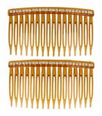 Haarspeld Haarkam 1 Rij Strass Steentjes 8cm Bruin, Nieuw