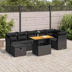 vidaXL 8-delige Loungeset met kussens poly rattan acacia, Verzenden, Nieuw, Rotan, Loungeset