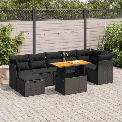 vidaXL 8-delige Loungeset met kussens poly rattan acacia, Tuin en Terras, Tuinsets en Loungesets, Loungeset, Nieuw, Rotan, Verzenden