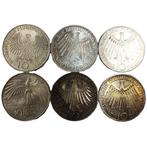 Duitsland. 6 Silver 10 Deutsche Mark Coins - Olympic Games, Postzegels en Munten, Munten | Europa | Niet-Euromunten