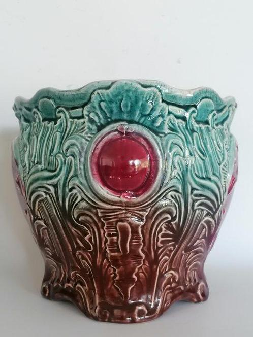 Jardinière - Majolika - Aardewerk - Bloempot, Antiek en Kunst, Antiek | Glas en Kristal