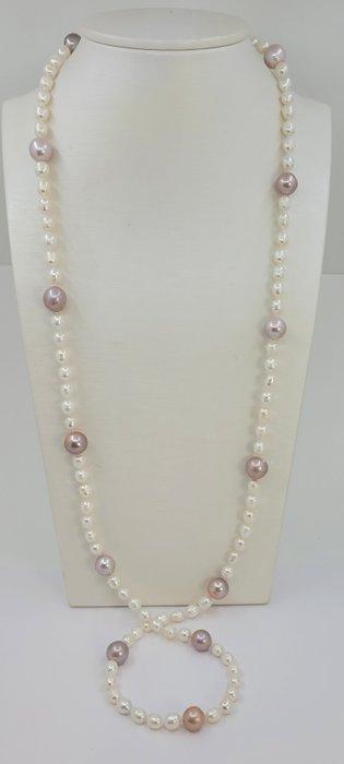 Zonder Minimumprijs - Halsketting 6x11mm Witte en Roze, Sieraden, Tassen en Uiterlijk, Kettingen